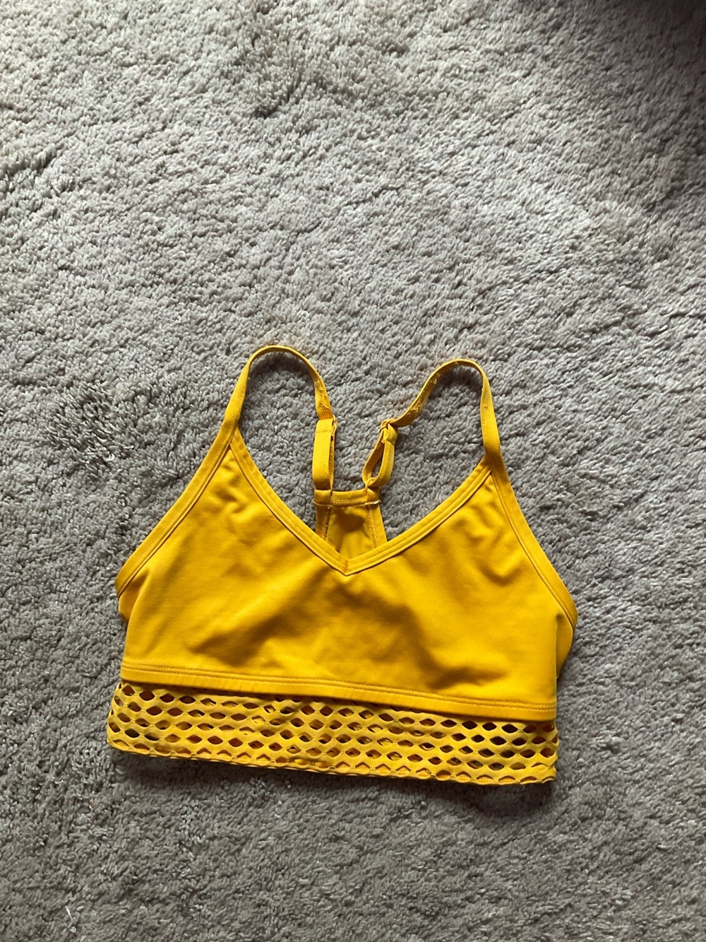 PINK Victoria's Secret Yellow Mesh-Hem Sports Bralette